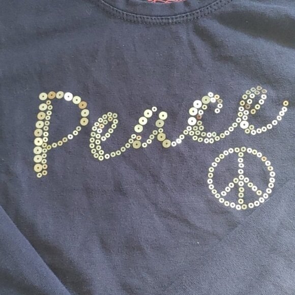 3/$25 Faded Glory Dark blue long sleeves Peace shirt kids size 6x - Picture 2 of 7